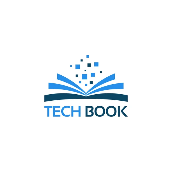 Piksel element vektör illüstrasyonlu Kitap Öğrenme Logosu