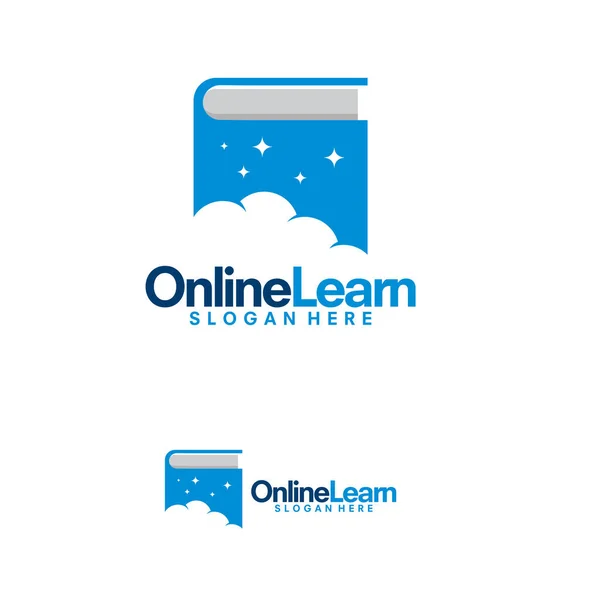 Plantilla de logotipo de aprendizaje en línea, Cloud Book logo designs vector — Vector de stock