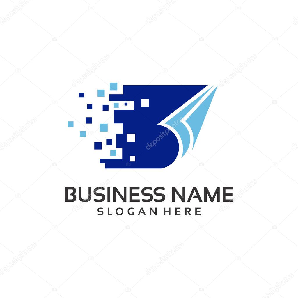 Pixel Book Logo Template Design Vector, Technology Book template designs logo illustration