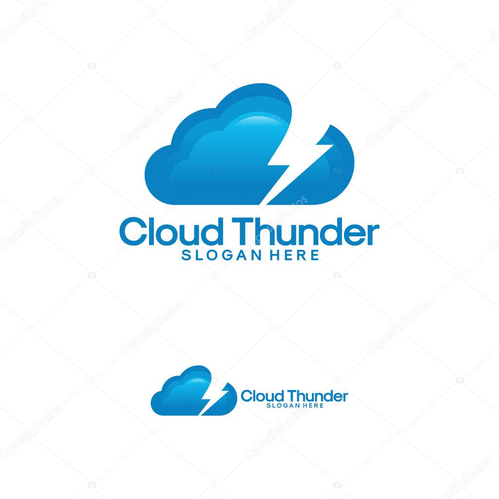 Cloud Thunder logo template, Cloud Flash logo designs vector