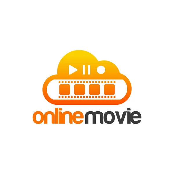 Šablona loga online filmu, Online video logo navrhuje vektorovou ilustraci — Stockový vektor