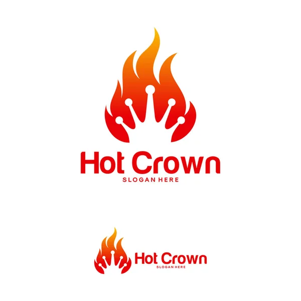 Logo desain Hot Crown konsep, Fire Crown logo vektor templat, desain logo Crown - Stok Vektor