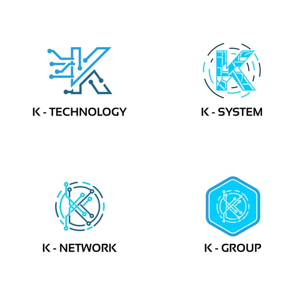 K 초기 기술 로고 벡터 세트 — 스톡 벡터