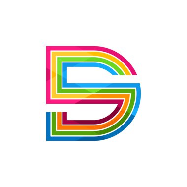 İlk logo renkli çizgi sanat vektör çizim ikonik D ve S