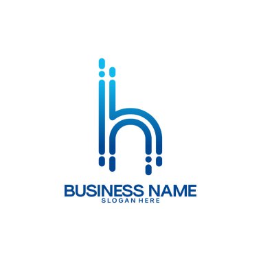 Basit H başlangıç teknolojisi logosu şablon, teknoloji ve dijital logo tasarım vektörü dizayn eder