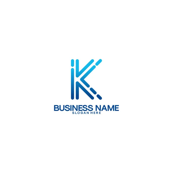 Modèle simple de conception de logo de la technologie initiale K, vecteur de conception de logo de la technologie et initiale numérique — Image vectorielle