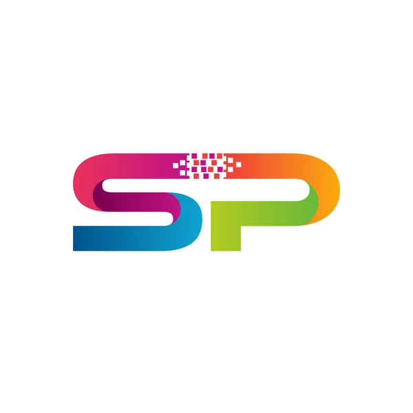 Сучасний і барвистий початковий дизайн шаблону логотипу SP — стоковий вектор