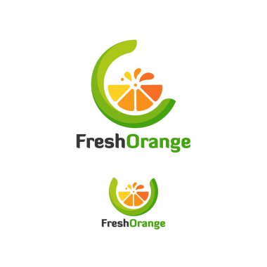 Modern turuncu logo çizimi, Taze Portakal Dilimi Logosu Tasarımı