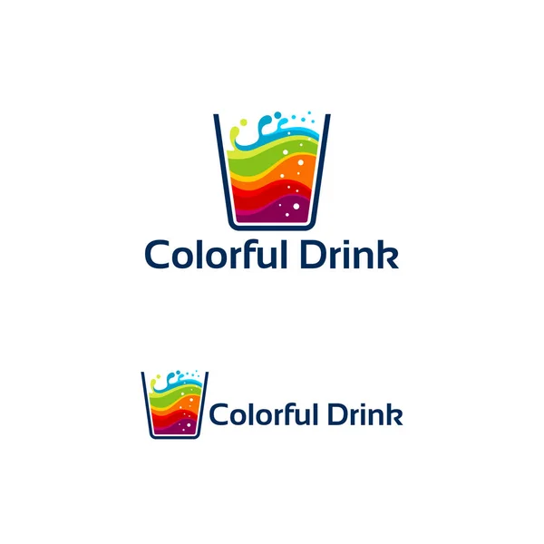 五彩缤纷的饮料标志，五彩缤纷的果汁标志设计模板 — 图库矢量图片