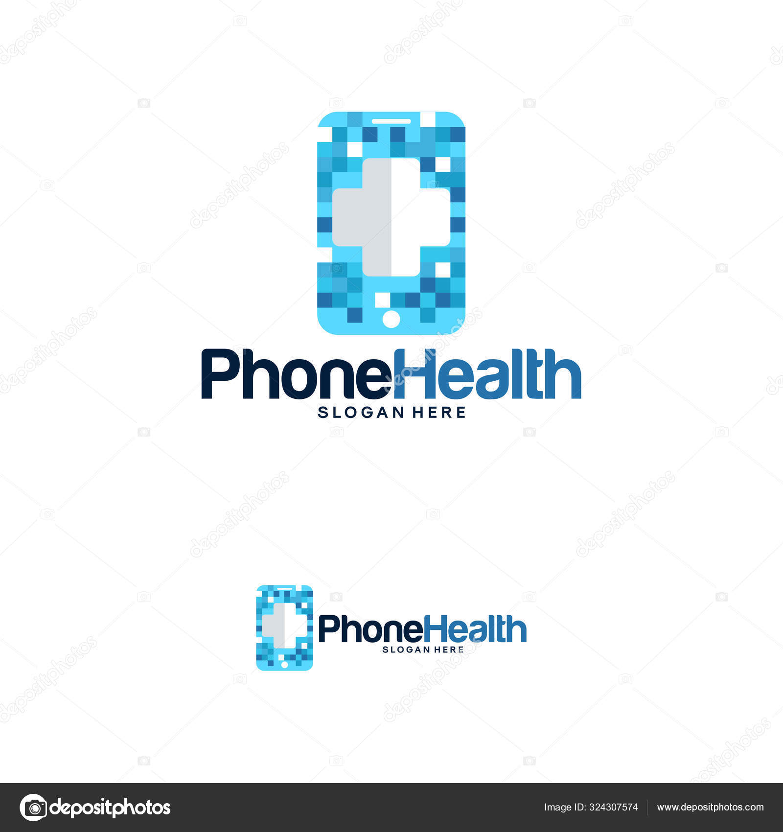 Modern 3 Phone Pulse logo template, Mobile Health Logo designs vector