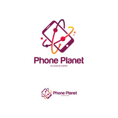 Telefon Gezegeni logo tasarımları, Mobil Gezegen Logo şablonu vektörü