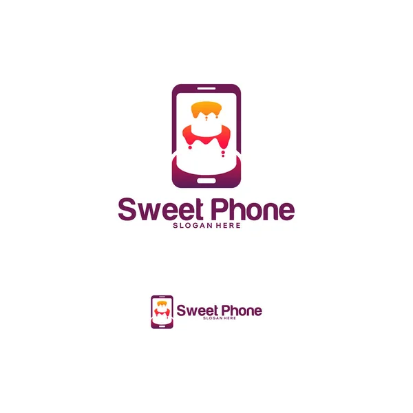 Logotipo do telefone doce projeta vetor, modelo de logotipo do bolo móvel — Vetor de Stock