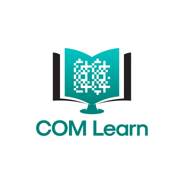Tabla de plantillas informáticas de aprendizaje, logotipo de aprendizaje simple diseña vector. — Vector de stock