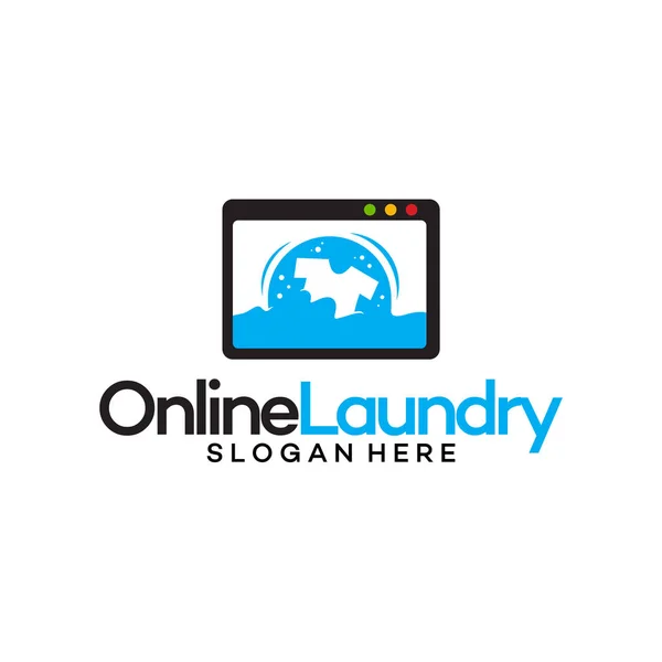 Online Wäscherei Logo Vorlage Designs Vektor Illustration — Stockvektor