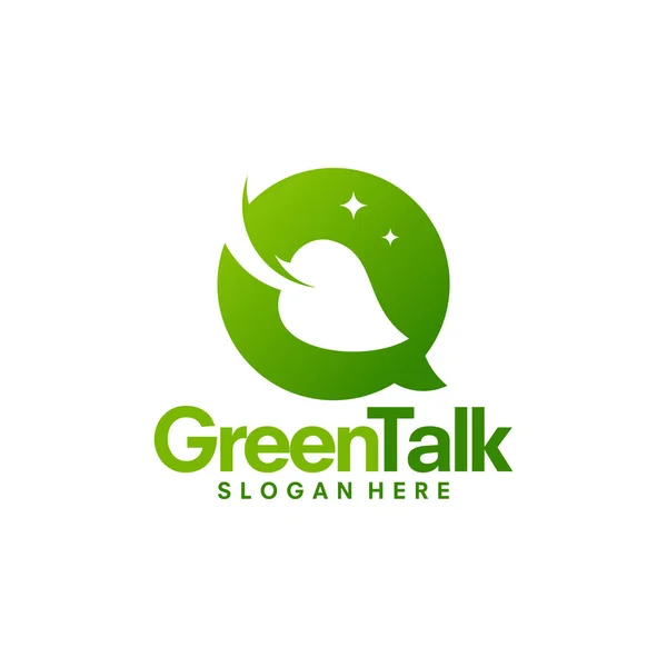Modèle de logo Green Talk, modèle de logo Nature Discussion vectoriel — Image vectorielle