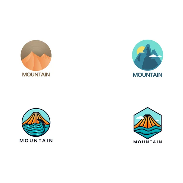 Эмблема горного логотипа, дизайн логотипа горы и океана векторная иллюстрация — стоковый вектор