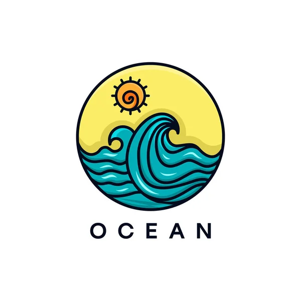 Abstraktní design loga oceánu s vlnami. Vektorová ilustrace — Stockový vektor