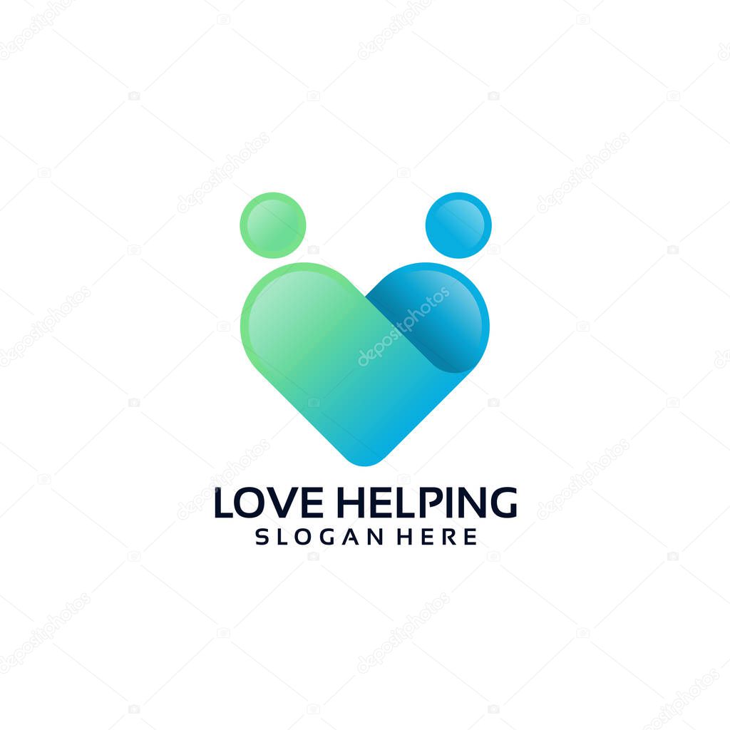 Modern Love Helping, Care, Healthcare logo designs template
