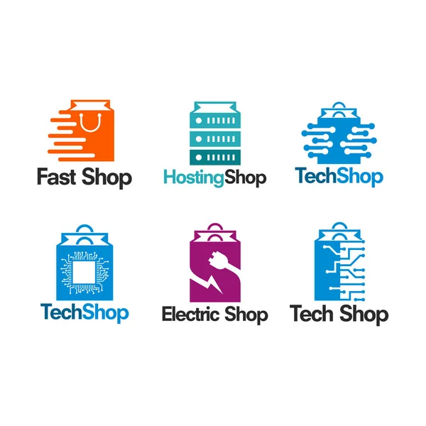 Set van Shop logo ontwerpen template vector, Set van Sale Logo template — Stockvector