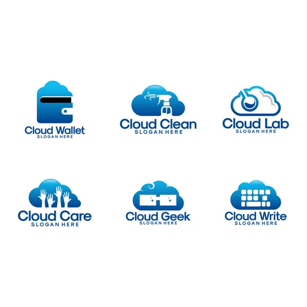 Set Of Cloud Logo Concept designs, Set of Technology Cloud Logo template