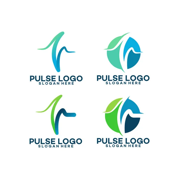 Conjunto de diseños de plantillas de logotipo de pulso vector ilustración — Vector de stock