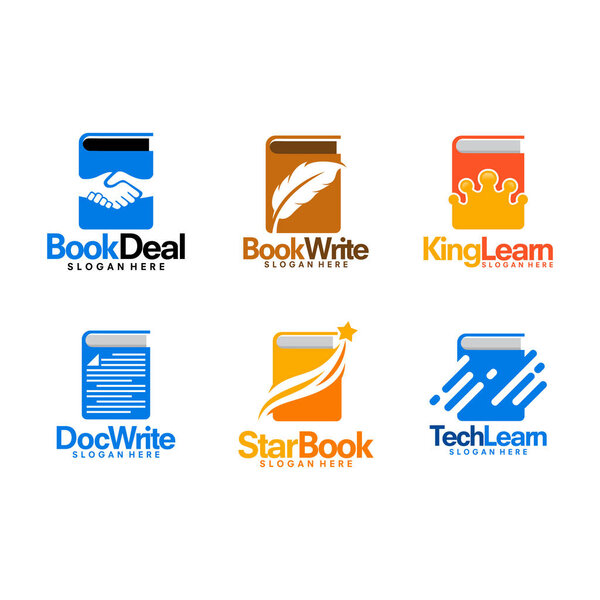 Набор шаблонов логотипа образования, вектор дизайна логотипа учебника
