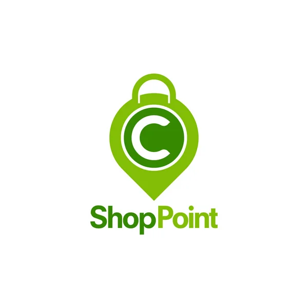 Shop Point logó tervez, C kezdeti bevásárlóközpont logó tervez vektor — Stock Vector