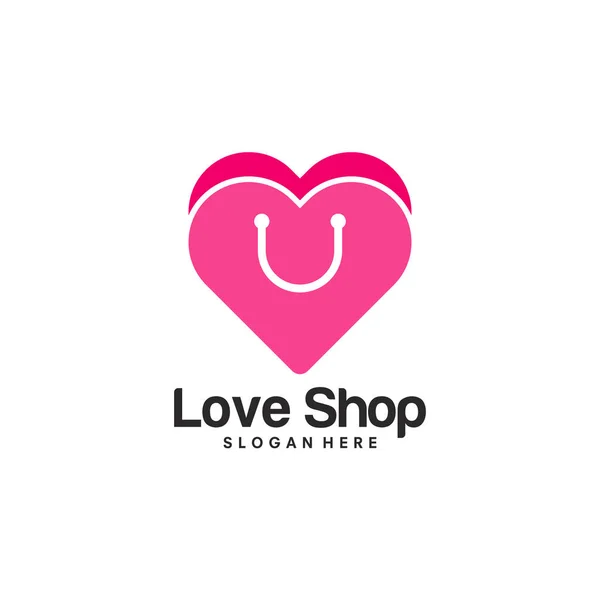 Love Shop logo disegni vettoriale, Amore e Shopping Bag logo — Vettoriale Stock