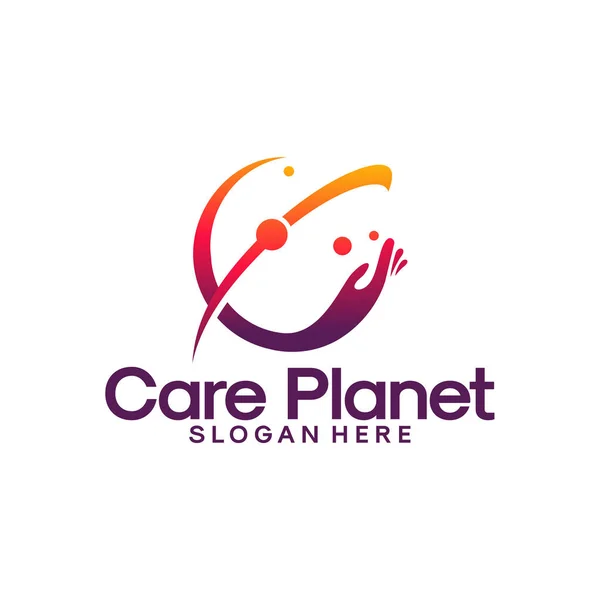 Вектор дизайну логотипу Care Planet, шаблон логотипу Care Place — стоковий вектор