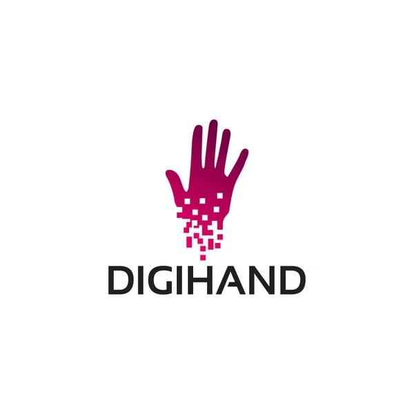 Modelo de design de logotipo digital mão, mão atingindo logotipo projetos conceito vetor —  Vetores de Stock
