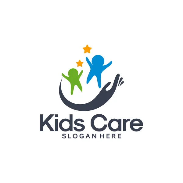 Kids Care logo progetta vettore, modello di logo People Care — Vettoriale Stock