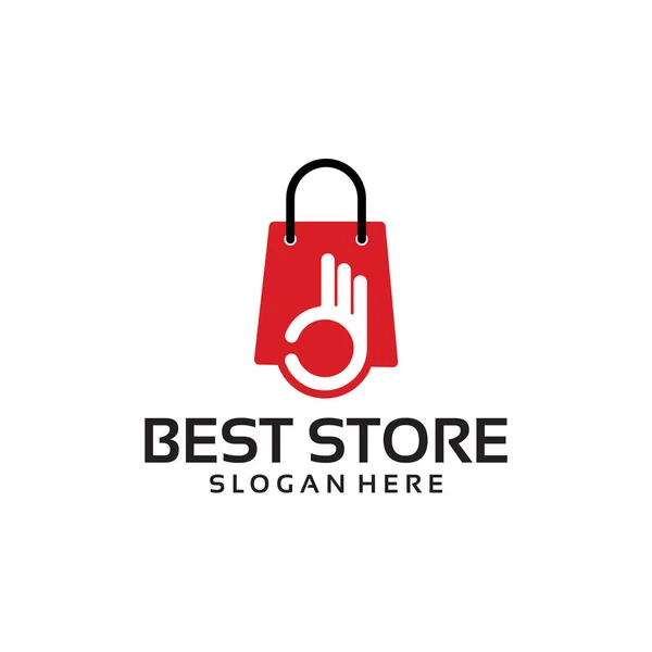 Meilleur modèle de logo de magasin avec illustration vectorielle geste main — Image vectorielle