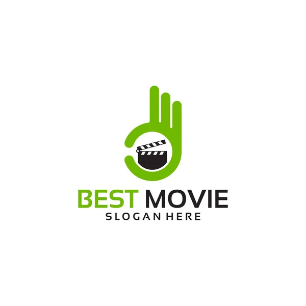 Best Movie Logo Template with Hand Gesture vector illustration — Stock Vector
