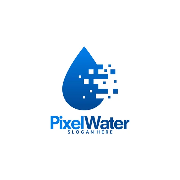 Pixel Water logo designar vektor, teknik vatten logotyp mall — Stock vektor