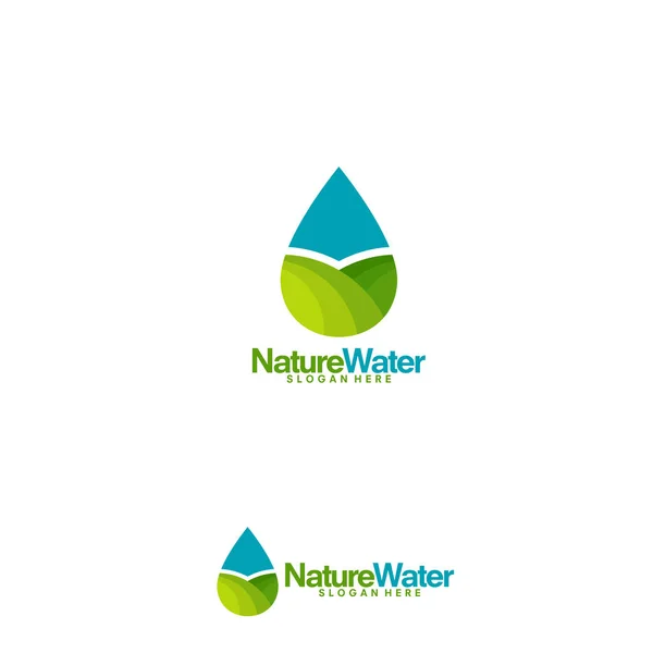 Modelo de logotipo de água da natureza, vetor de projetos de logotipo de água pura —  Vetores de Stock