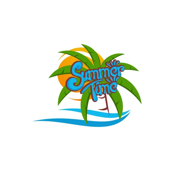 Summer Background, Palm Tree With ocean wave logo template vector, Travel logo template, Beach icon — Stockový vektor