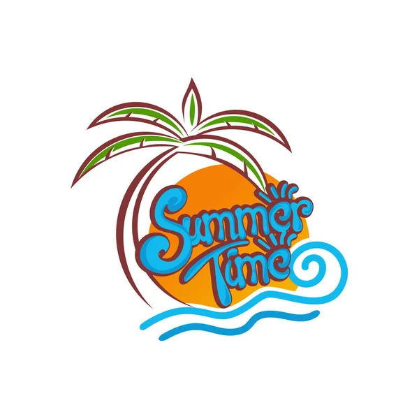 Summer Background, Palm Tree With ocean wave logo template vector, Travel logo template, Beach icon — Stockový vektor