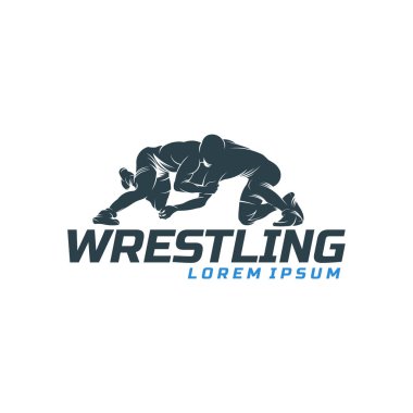 Wrestling logo template, Wrestling Sport Silhouette logo template