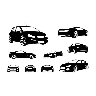 Set of Car silhouette vector, Sport Car silhouette vector