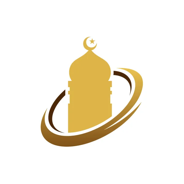 Modèle de conception de logo de tour de mosquée iconique simple, logo islamique conçoit vecteur — Image vectorielle