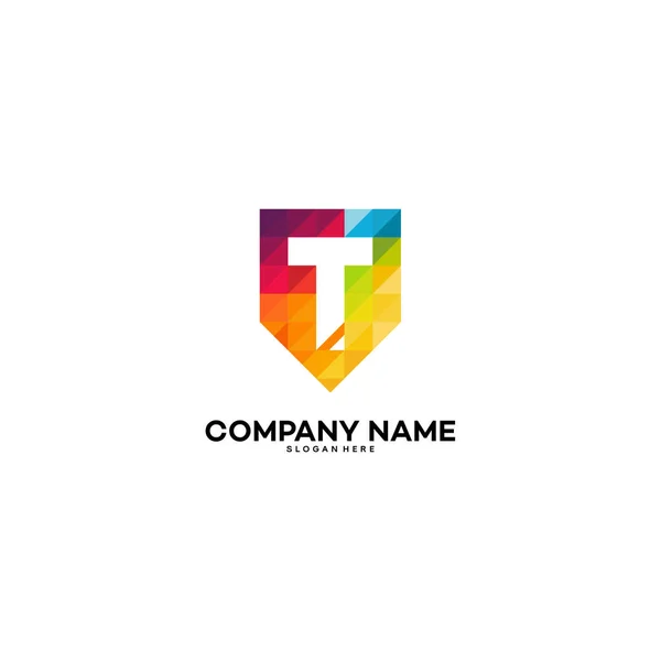 N Initial Shield logo designs, Colorful Strong Shield logo template vector — Stok Vektör