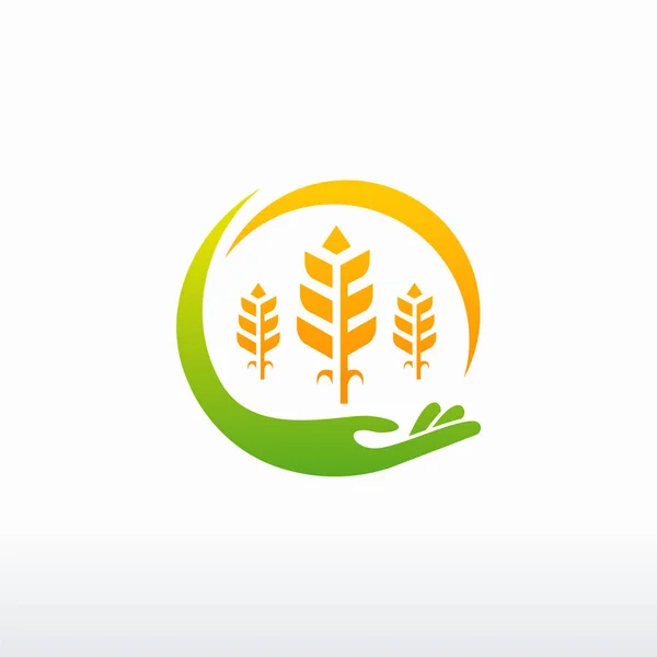Grain wheat with hands logo design, design concept, logo, logotype element for template