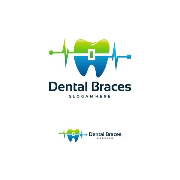Шаблон логотипа магазина зубных брекетов, векторная иллюстрация логотипа здоровых зубных брекетов — стоковый вектор