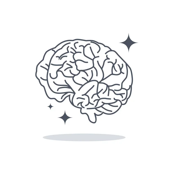 Modelo de vetor de design de silhueta de logotipo do cérebro Estilo de arte de linha, Brainstorm acho que ideia logotipo modelo — Vetor de Stock