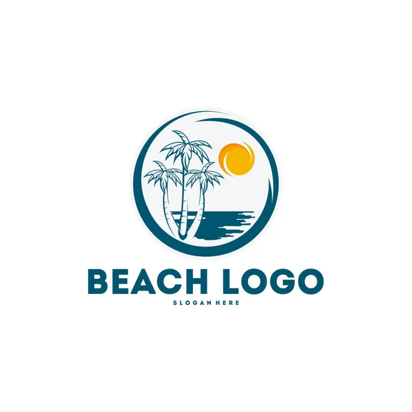 Logo di estate progetta, spiaggia logo progetta il vettore di concetto — Vettoriale Stock