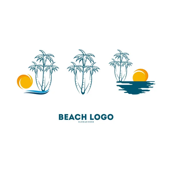 Verano Logotipo diseños, playa Logotipo diseños concepto vector — Archivo Imágenes Vectoriales