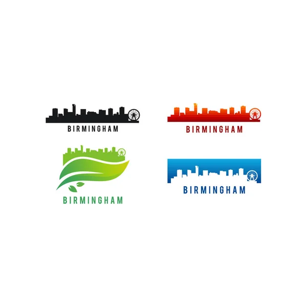 Ensemble de divers Birmingham ville silhouette Skyline illustration vectorielle — Image vectorielle