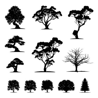 Ağaç silueti vektörlü yeşil park logosu, park logosu, ağaç logosu