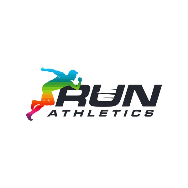 Λογότυπο Running Man με κορδέλα Finish, πρότυπο λογότυπου Μαραθωνίου, λέσχη ή αθλητικό σωματείο — Διανυσματικό Αρχείο
