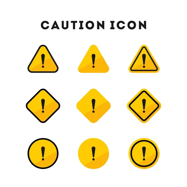 Conjunto de iconos de precaución. Señal de precaución. Ilustración vectorial — Vector de stock